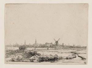 Widok na Amsterdam autorstwa Rembrandt van Rijn