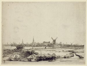 Widok Amsterdamu, ok. 1640 autorstwa Rembrandt van Rijn