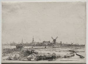 Widok na Amsterdam z północnego zachodu autorstwa Rembrandt van Rijn