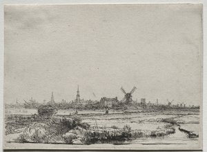 Widok Amsterdamu od strony północno-zachodniej, ok. godz. 1640. autorstwa Rembrandt van Rijn
