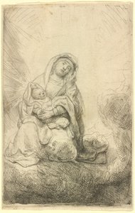 Dziewica z Dzieciątkiem w chmurach autorstwa Rembrandt van Rijn