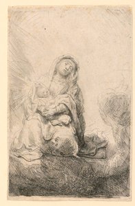 Dziewica z Dzieciątkiem w chmurach autorstwa Rembrandt van Rijn