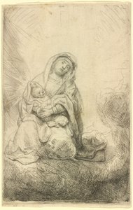 Dziewica z Dzieciątkiem w chmurach autorstwa Rembrandt van Rijn