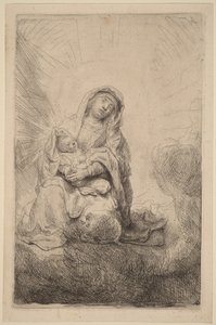 Dziewica z Dzieciątkiem w chmurach autorstwa Rembrandt van Rijn