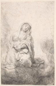 Dziewica z Dzieciątkiem w chmurach autorstwa Rembrandt van Rijn