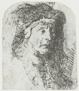 Kobieta w płaszczu obszytym futrem Popiersie staruszki w futrzanym płaszczu i ciężkim nakryciu głowy autorstwa Rembrandt van Rijn