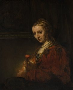 Kobieta z różem, początek lat 60. XVII wieku. autorstwa Rembrandt van Rijn