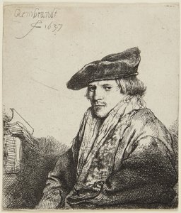 Młody mężczyzna w czapce autorstwa Rembrandt van Rijn