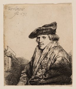 Młody mężczyzna w aksamitnej czapce (Petrus Sylvius?) autorstwa Rembrandt van Rijn