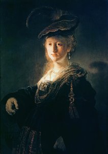 Młoda kobieta w przebraniu autorstwa Rembrandt van Rijn