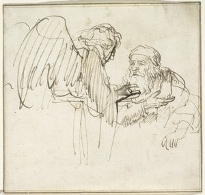 Zachariasz i Anioł, c.1635 autorstwa Rembrandt van Rijn