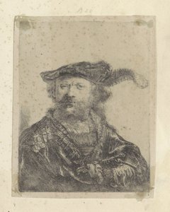 Autoportret z aksamitnym beretem z pióropuszem Recueil de quatre-vingt-cinq estampes originales (tytuł serii) autorstwa Rembrandt van Rijn