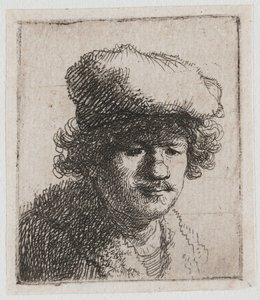 Autoportret z beretem nasuniętym na czoło autorstwa Rembrandt van Rijn