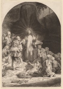Przepowiadanie i uzdrawianie Chrystusa (fragment z druku stu guldenów) autorstwa Rembrandt van Rijn and William Baillie