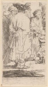 Człowiek z laską (fragment z odcisku stu guldenów) autorstwa Rembrandt van Rijn and William Baillie