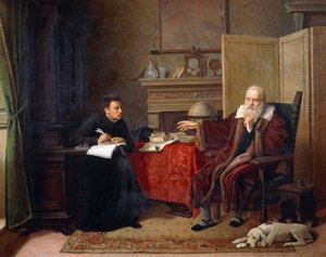 Galileo Galilei (1564-1642) dyktuje swoje Obserwacje swojemu sekretarzowi w Arcetri (obraz)