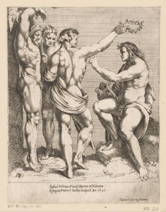 Apollo i Marsjasz Ryciny według kompozycji Rafaëla (tytuł serii) autorstwa Remy Vuibert