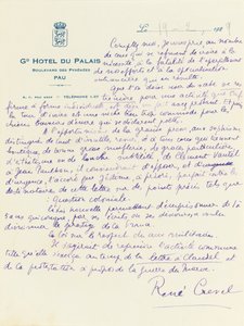 List z „Kompletnego dossier spotkania Bar du Chateau” autorstwa René Crevel