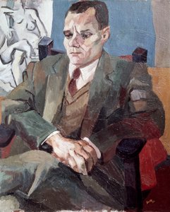 Portret Alberto Moravii (1907-1990), włoskiego pisarza autorstwa Renato Guttuso