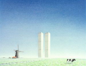 Bliźniacze Wieże, 2001, Rysunek ołówkiem na papierze