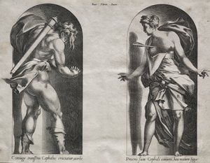 Cephalus i Procris w dwóch niszach autorstwa Rene Boyvin