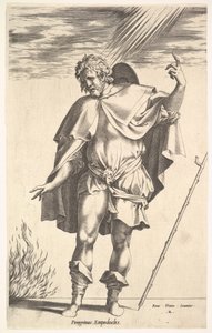 Empedokles, stojąc frontalnie z głową zwróconą w trzech czwartych, kieruje..., ok. godz. 1545-63.