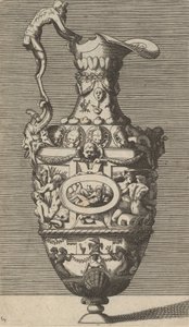 Wazon z rzecznym bogiem w owalnym medalionie, XVII w. p.n. autorstwa Rene Boyvin