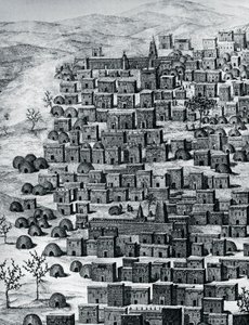 Widok miasta Timbuktu, Mali, rycina z Podróży przez Afrykę Środkową do Timbuktu, autorstwa Rene Caillie (1799-1838) między 1824 a 1828, Afryka autorstwa Rene Caillie