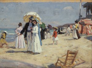 Para na plaży w Cabourg (olej na płótnie)