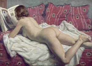 Akt na różowym tapczanie, ok. 1925 r. (olej na płótnie)
