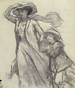 Studium do „Podmuchu wiatru” (ołówek na papierze) autorstwa René François Xavier Prinet