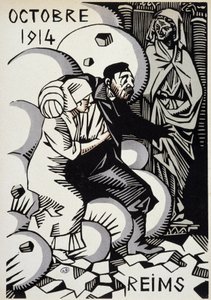 Październik 1914, Reims – rysunek Hermana Paula – w „Kalendarzu wojny”” wyd. 1916 autorstwa Rene George Hermann Paul