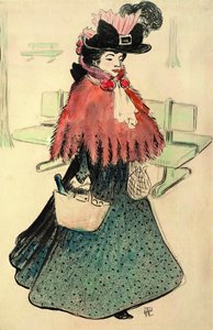 Piękna Żydówka idzie na zakupy. Magazyn Le Rire, 1896. autorstwa Rene Georges Hermann Paul