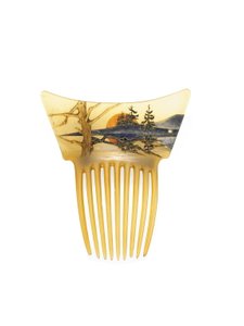 Secesyjny grzebień do włosów, ok. 1900 (róg i emalia) autorstwa Rene Jules Lalique