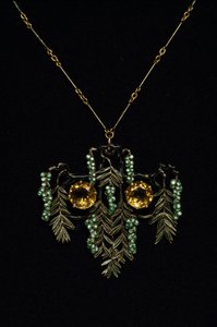 Art Nouveau: naszyjnik ze złota, topazów i emalii. Pracownia Rene Lalique. 1900 Parma, kolekcja prywatna autorstwa Rene Jules Lalique