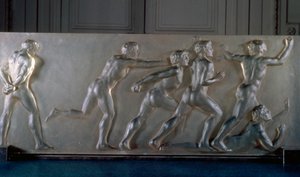 Panel sportowców w szkle autorstwa Rene Jules Lalique