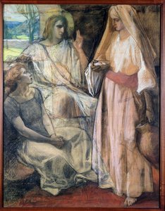 Chrystus w domu Marty i Marii, 1924 (pastel na papierze) autorstwa Rene Marie Castaing