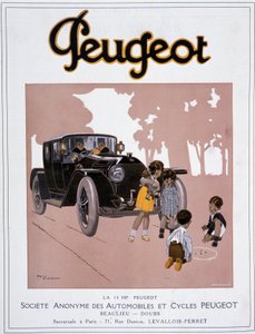 Reklama Peugeota „Peugeot 14 KM” w „Comoedia illustrious”” z 20 grudnia autorstwa Rene Vincent
