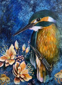 Mistyczny kwiat zimorodka autorstwa Renee Machan Cottagecore Artist
