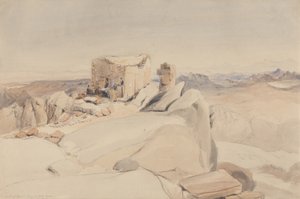 Szczyt Góry Synaj lub Jebel Musa, 1840 (wc, grafit i kolor nadwozia na beżowym papierze tkanym)
