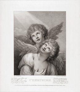 Dwa cherubiny. Dwa anioły. autorstwa Rev. Matthew William (after) Peters