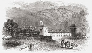 Klasztor w Vallombrosa, Florencja, Włochy pod koniec XIX wieku. Z włoskich obrazów ks. Samuela Manninga, opublikowanych około 1890 roku. autorstwa Reverend Samuel Manning