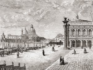 Piazza San Marco lub Plac Świętego Marka, Wenecja, Włochy pod koniec XIX wieku. Z włoskich obrazów ks. Samuela Manninga, opublikowanych około 1890 roku.