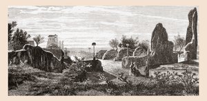 Ruiny Pałacu Cezarów, Wzgórze Palatyn, Rzym, Włochy pod koniec XIX wieku. Z włoskich obrazów ks. Samuela Manninga, opublikowanych około 1890 roku. autorstwa Reverend Samuel Manning