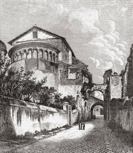 Kościół Santi Giovanni e Paolo, wzgórze Celian, Rzym, Włochy pod koniec XIX wieku. Z włoskich obrazów ks. Samuela Manninga, opublikowanych około 1890 roku. autorstwa Reverend Samuel Manning