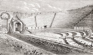 Mały teatr, Pompeje, Neapol, Włochy Z włoskich obrazów ks. Samuela Manninga, opublikowanych około 1890 roku. autorstwa Reverend Samuel Manning