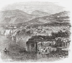 Widok na Sorrento, Kampania, południowe Włochy, pod koniec XIX wieku. Z włoskich obrazów ks. Samuela Manninga, opublikowanych około 1890 roku. autorstwa Reverend Samuel Manning