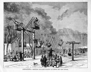 Popularna radość podczas festiwalu Greater Bairam w Aleksandrii w Egipcie, 1876 r.