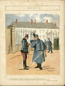 Ilustracja Ricardo Floresa (1878-1918) w Le Lire, 23.04.10 - Wyjaśnienie - Armee, Koszary autorstwa Ricardo Flores