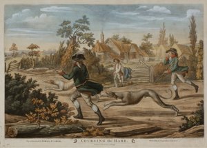 Coursing the Hare, wydrukowany dla Bowles & Carver, wydany w 1796 (mezzotinta) autorstwa Richard (after) Dighton